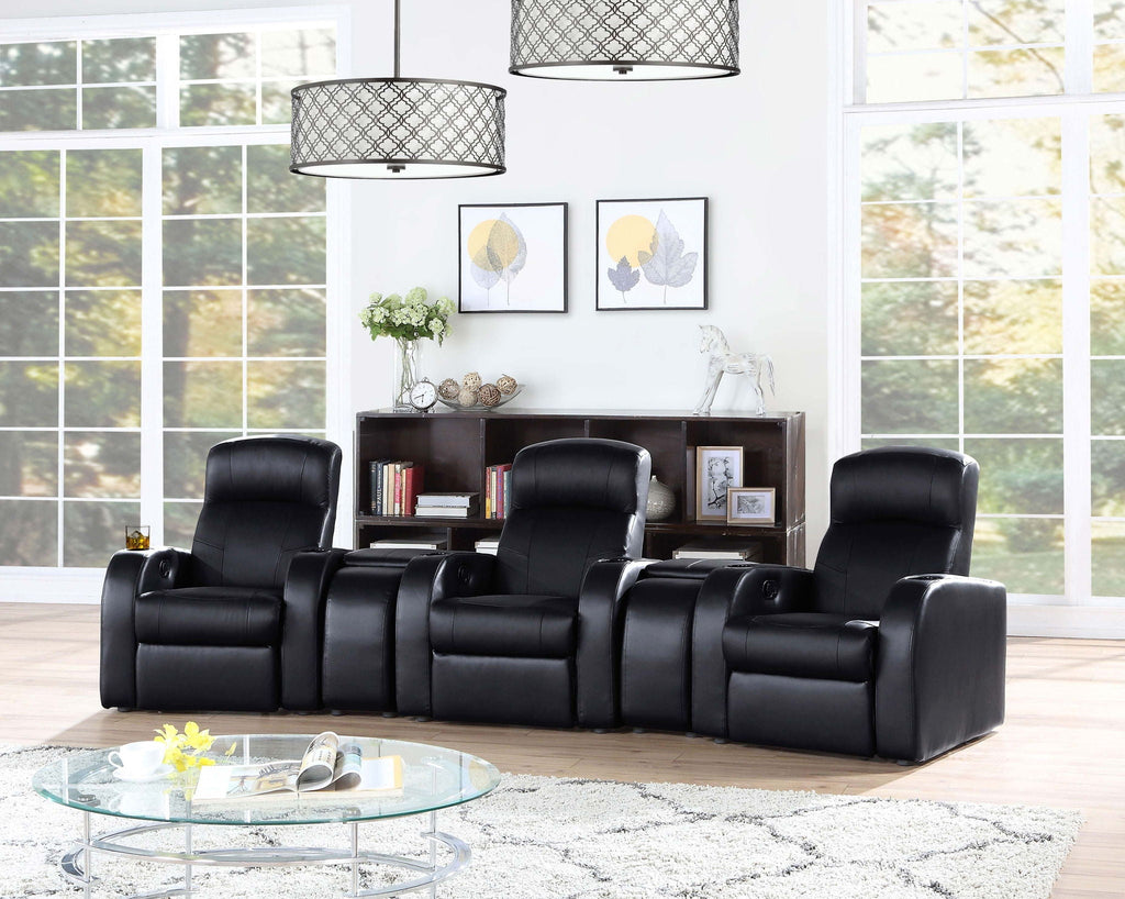 Cyrus Upholstered Home Theater Storage Wedge Console Black by Unique Piece Furniture