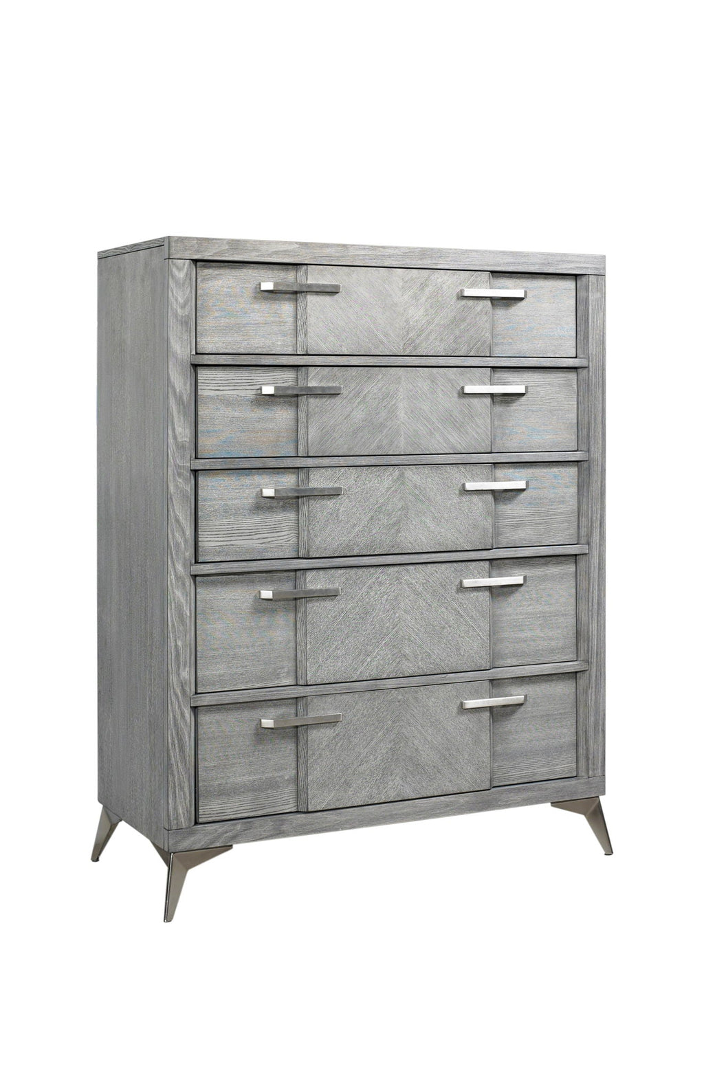 5 Drawer Chest Book Matched Veneers - Gray by Unique Piece Furniture
