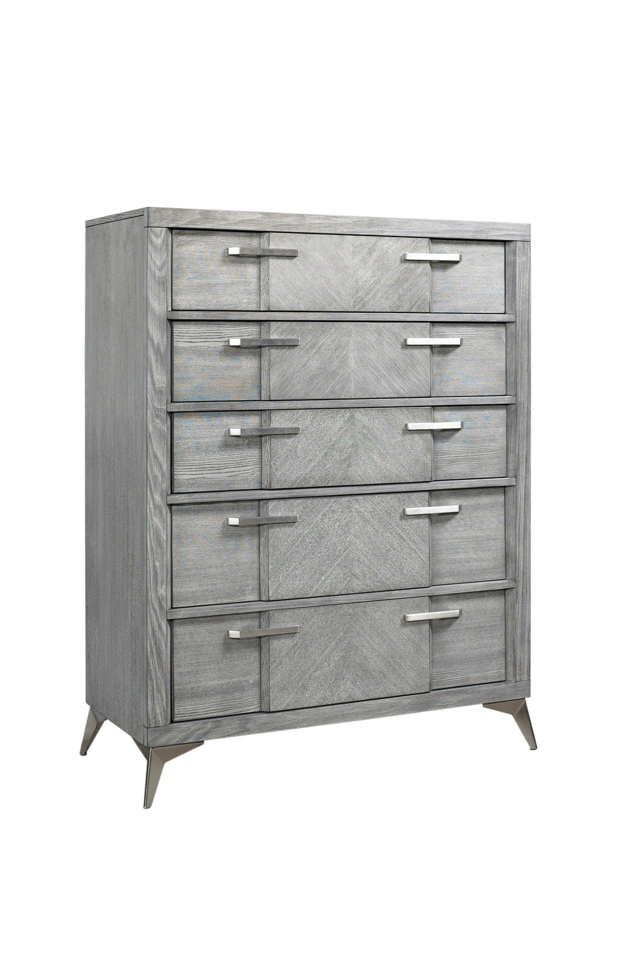 5 Drawer Chest Book Matched Veneers - Gray by Unique Piece Furniture