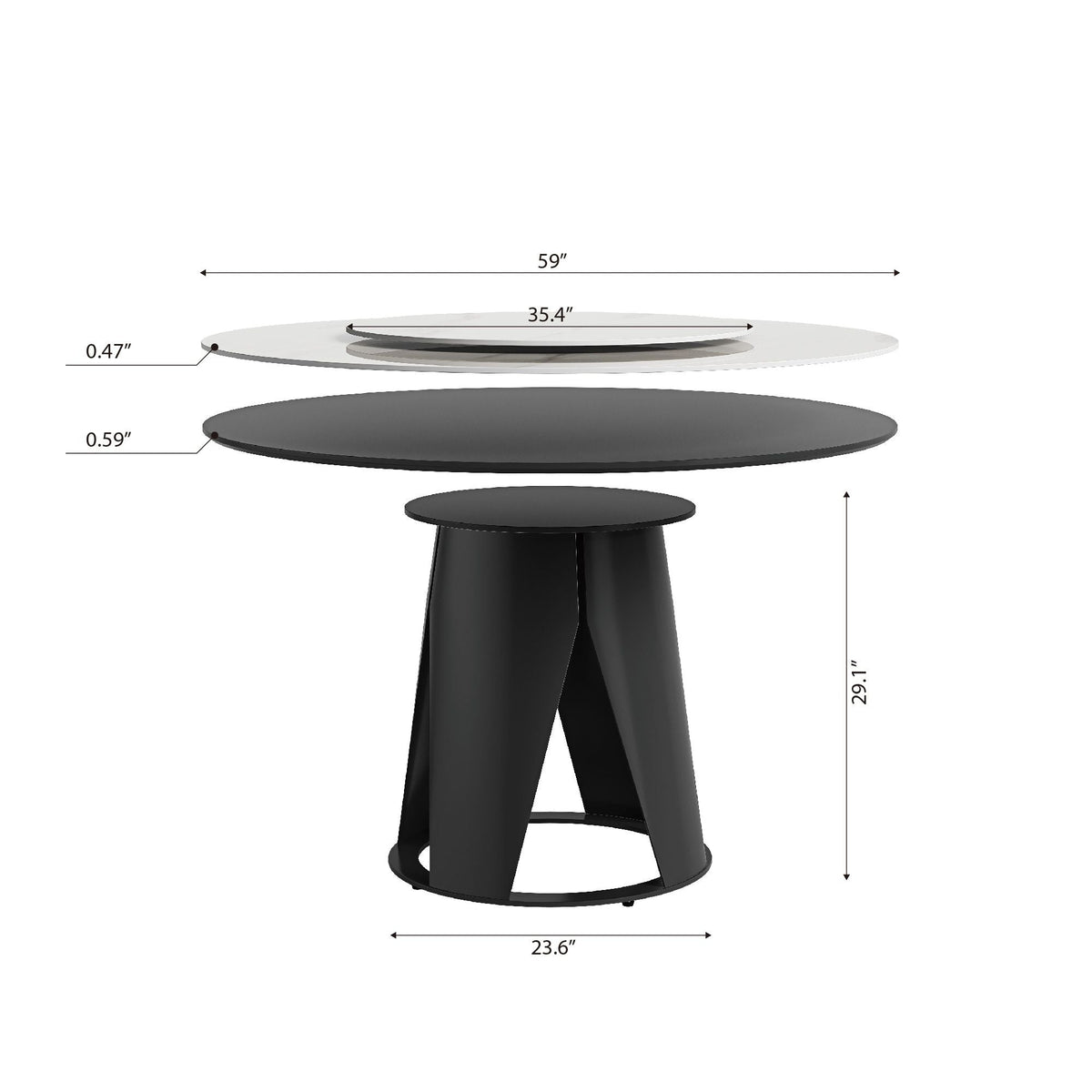 Modern Sintered Stone Dining Table With Round Turntable And Metal Pedestal - White by Unique Piece Furniture