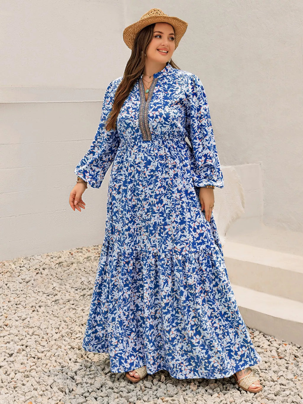 Plus Size Floral Print Bohemian Maxi Dress by Simply Love