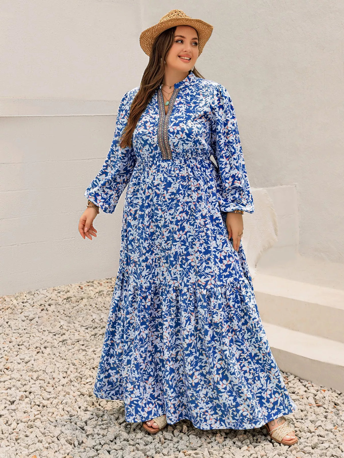 Plus Size Floral Print Bohemian Maxi Dress by Simply Love