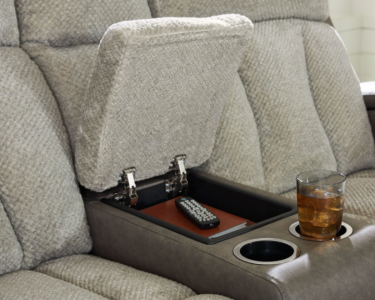 WhipLash - Power Reclining Loveseat With Console / Adj Headrest - Sisal by Unique Piece Furniture