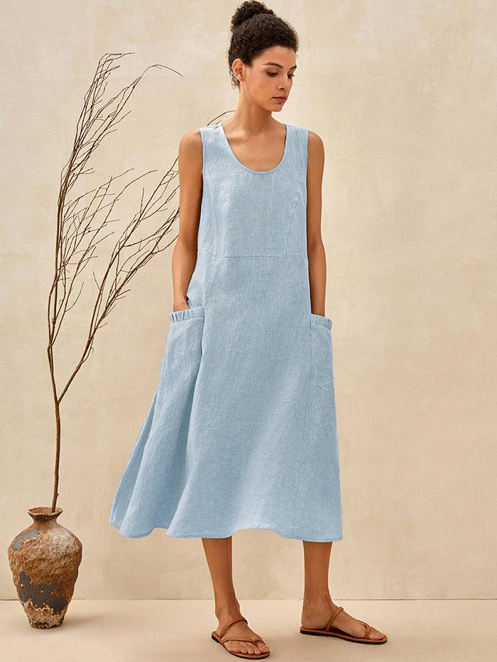 100% Linen Swing Beach Tank Dress GIANA by LINTICO