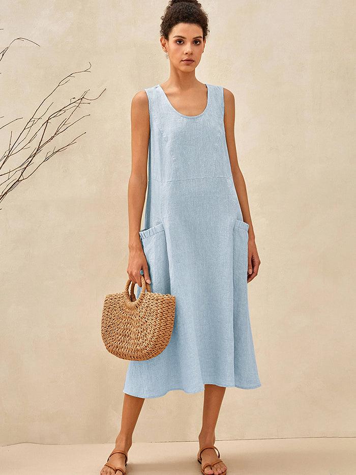 100% Linen Swing Beach Tank Dress GIANA by LINTICO
