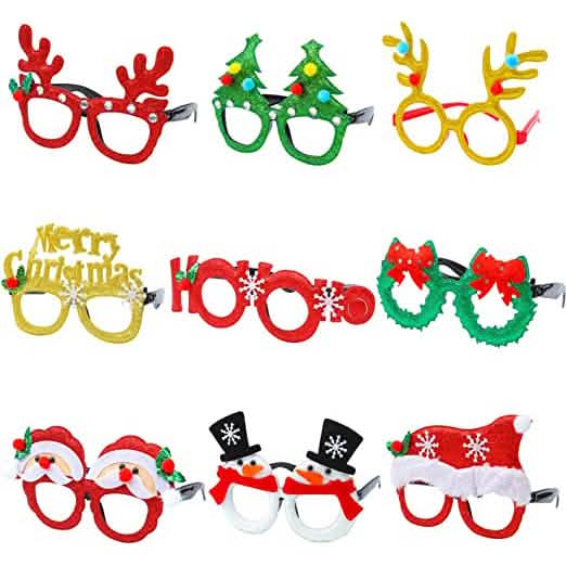 9-Pieces: Christmas Glitter Party Glasses Frame by DailySale