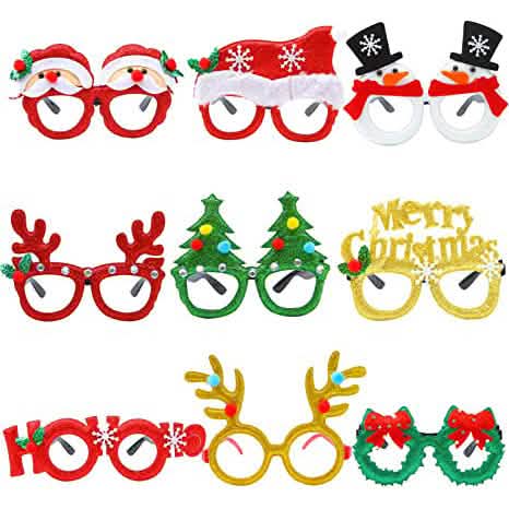 9-Pieces: Christmas Glitter Party Glasses Frame by DailySale