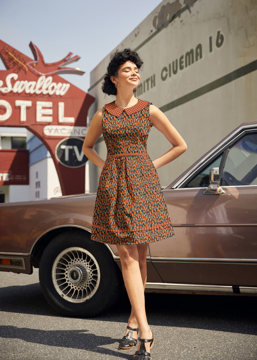 Mushroom Collared Dress by Retrolicious