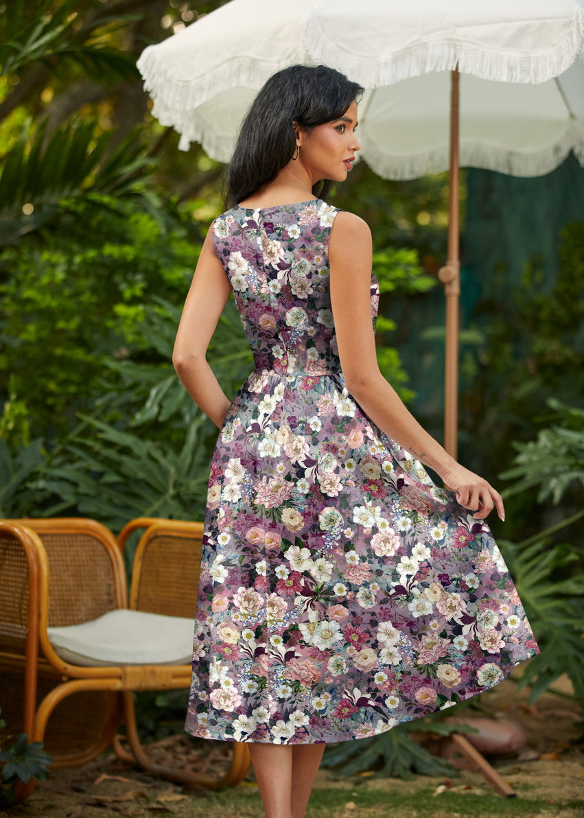 Floral Midi Dress by Retrolicious