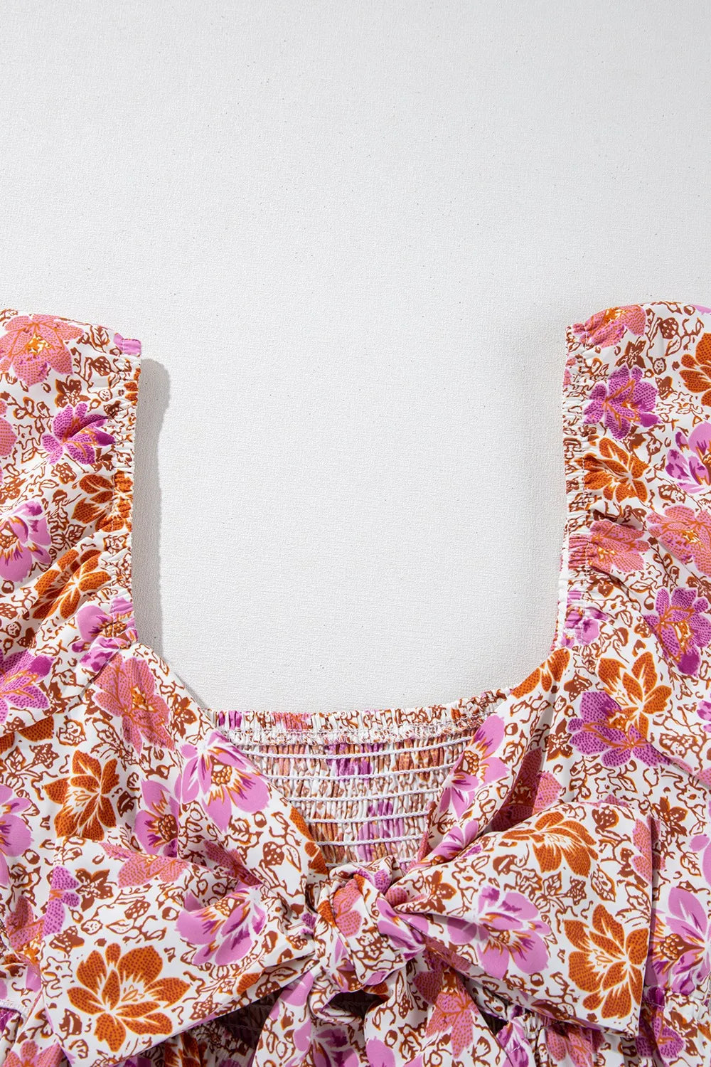Floral Square Neck Knotted Ruffle Midi Dress by Simply Love