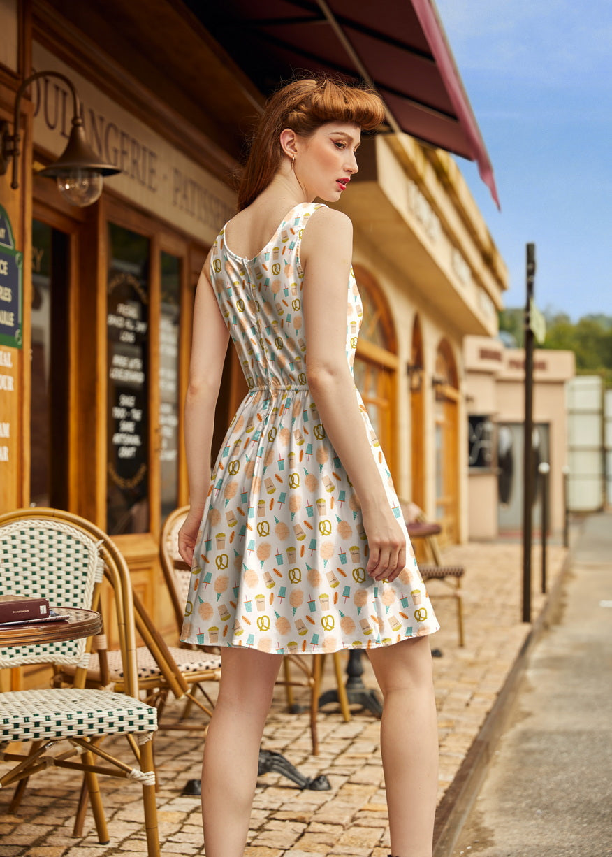 Snacks Shorter Length Fit & Flare Dress by Retrolicious
