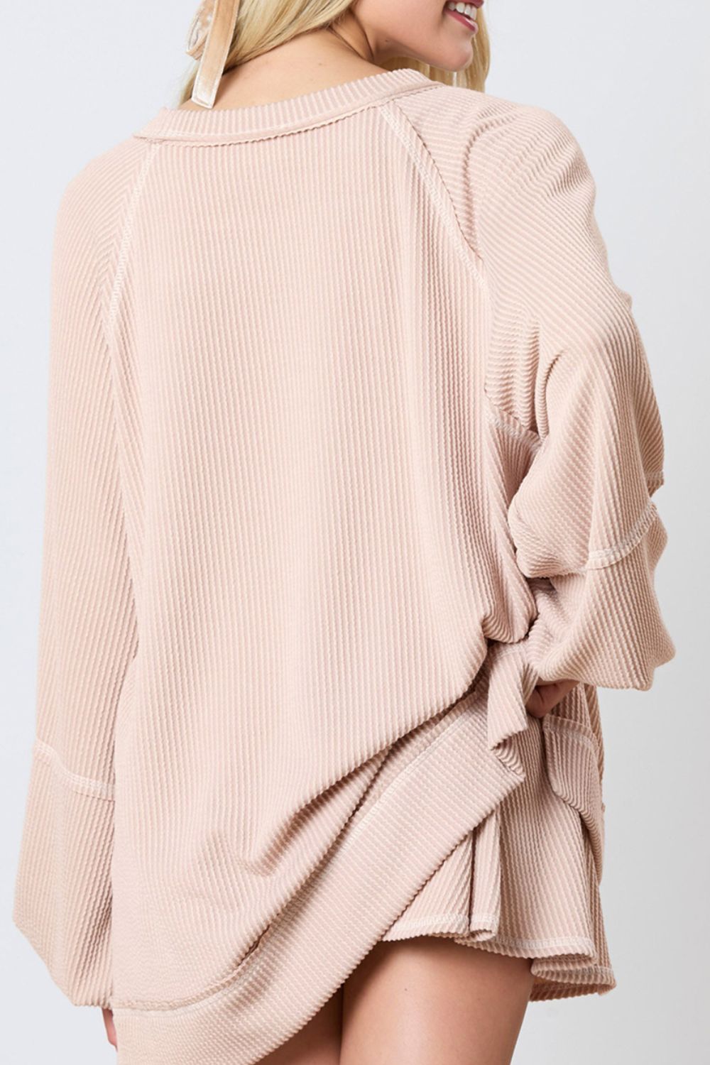 Texture Round Neck Long Sleeve Top and Skirt Set by Wild and Free Boutique