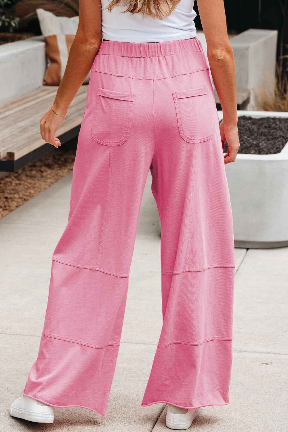 Bonbon Mineral Wash Exposed Seam Drawstring Elastic Waistband Wide Leg Cargo Pants by Dear-Lover Dropshipping