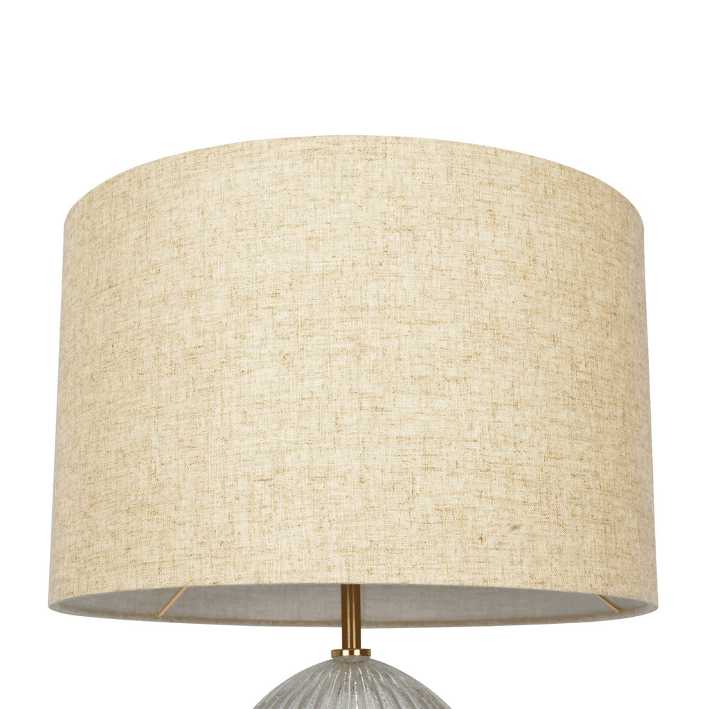 Aurora - Ribbed Lamp Base Clear Table Lamp Large Linen Shade - Beige / Clear / Gold by Unique Piece Furniture