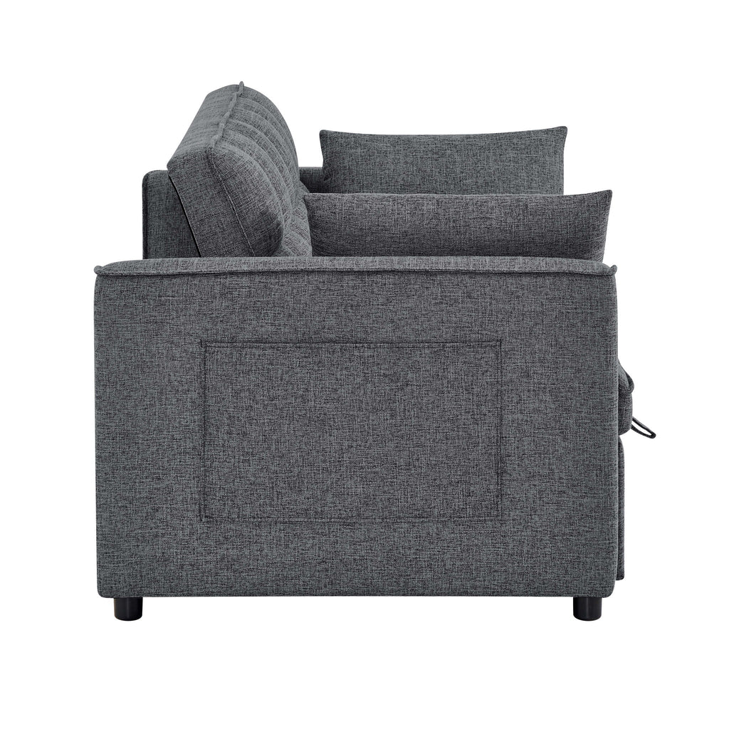 Sienna - Tufted Convertible Sleeper Sofa With Chaise - Gray by Unique Piece Furniture