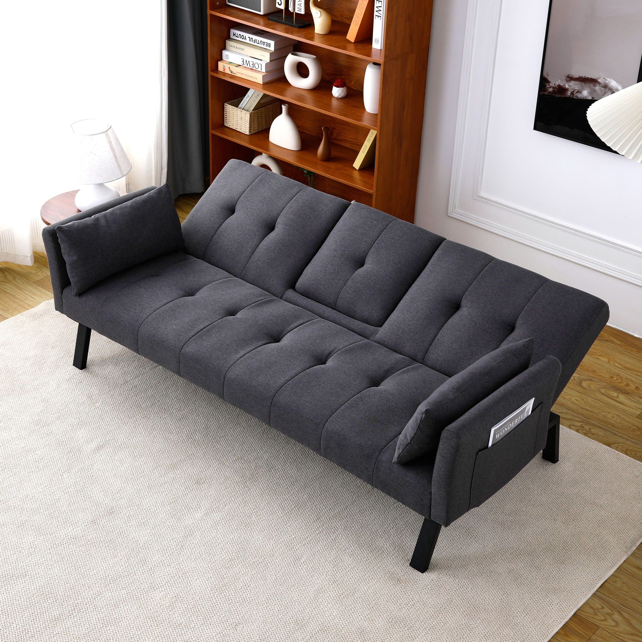 Sofa Bed With Foldable Design And Cup Holder by Unique Piece Furniture