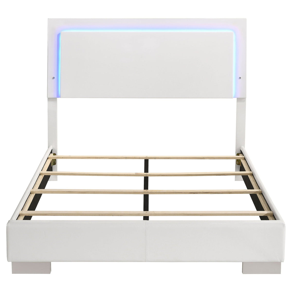 Felicity Wood Full LED Panel Bed White High Gloss by Unique Piece Furniture