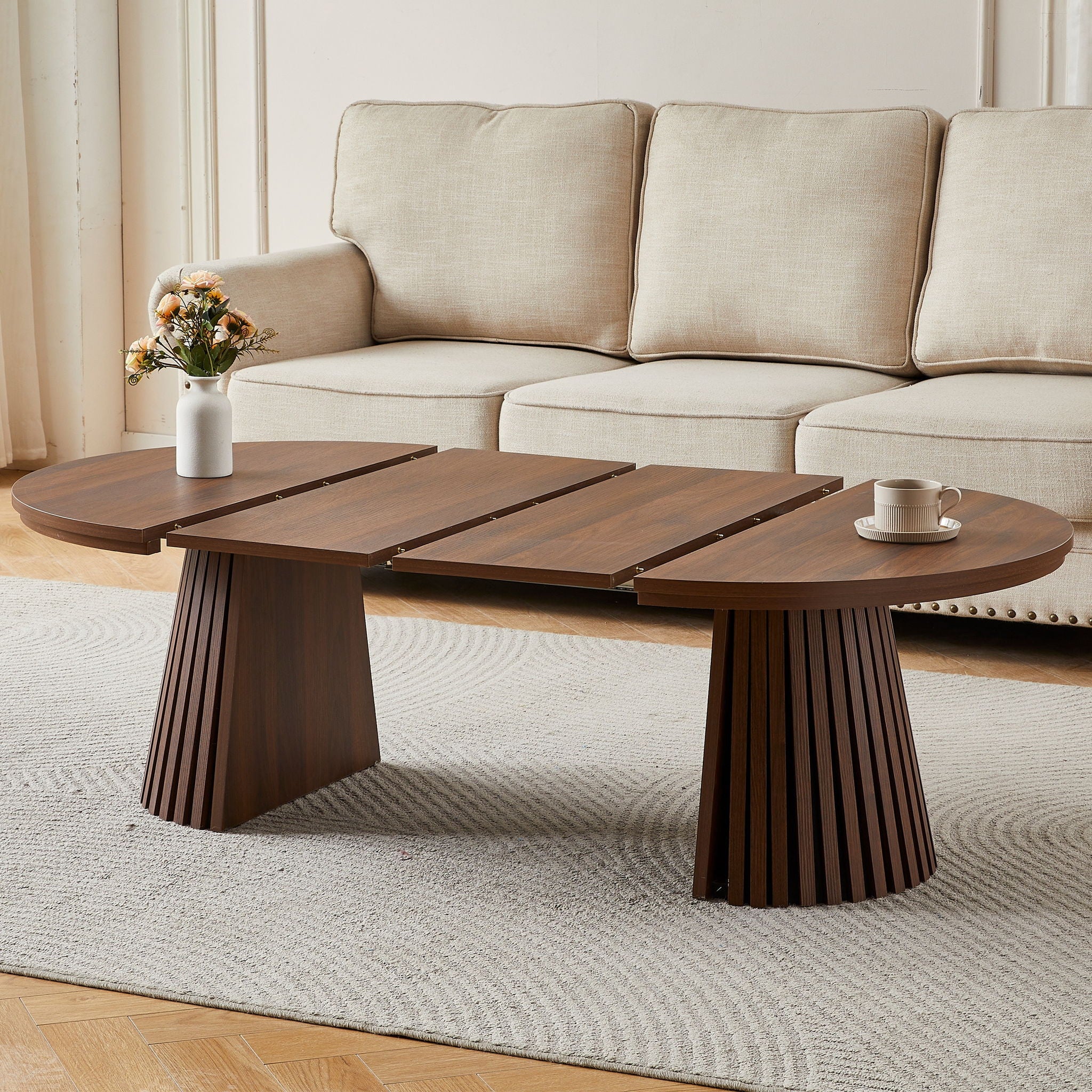 Oval Coffee Table For Living Room - Walnut by Unique Piece Furniture