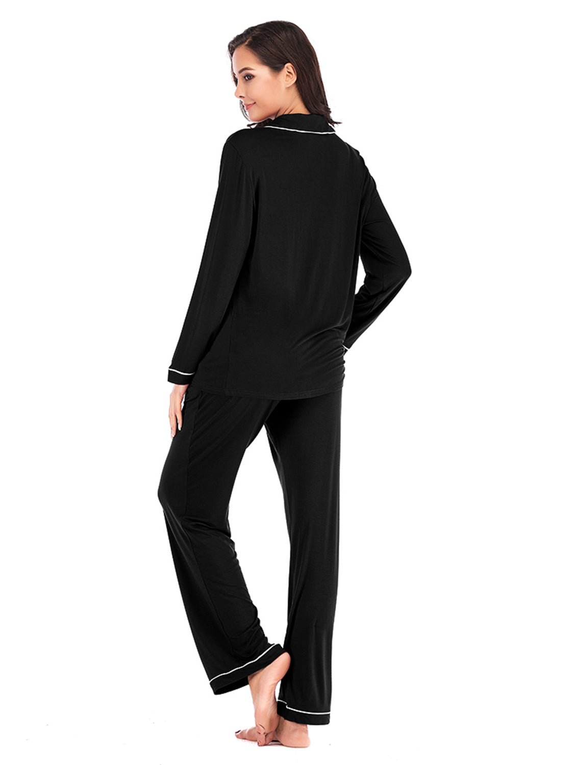 Collared Neck Long Sleeve Loungewear Set with Pockets by Wild and Free Boutique