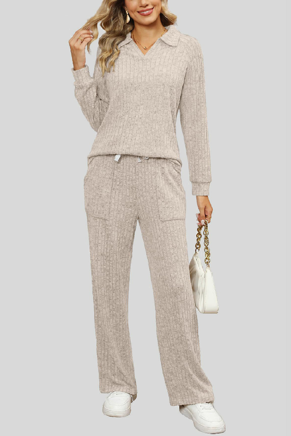 Ribbed Long Sleeve Top and Pocketed Pants Set by Wild and Free Boutique