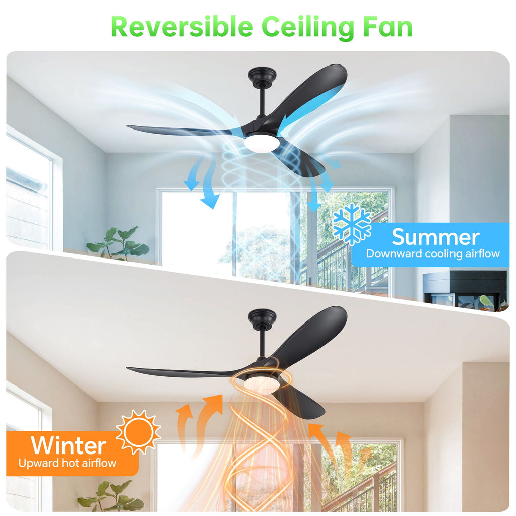 Smart Ceiling Fan With Lights, 3 Blades, Reversible Quiet DC Motor For Indoor by Unique Piece Furniture
