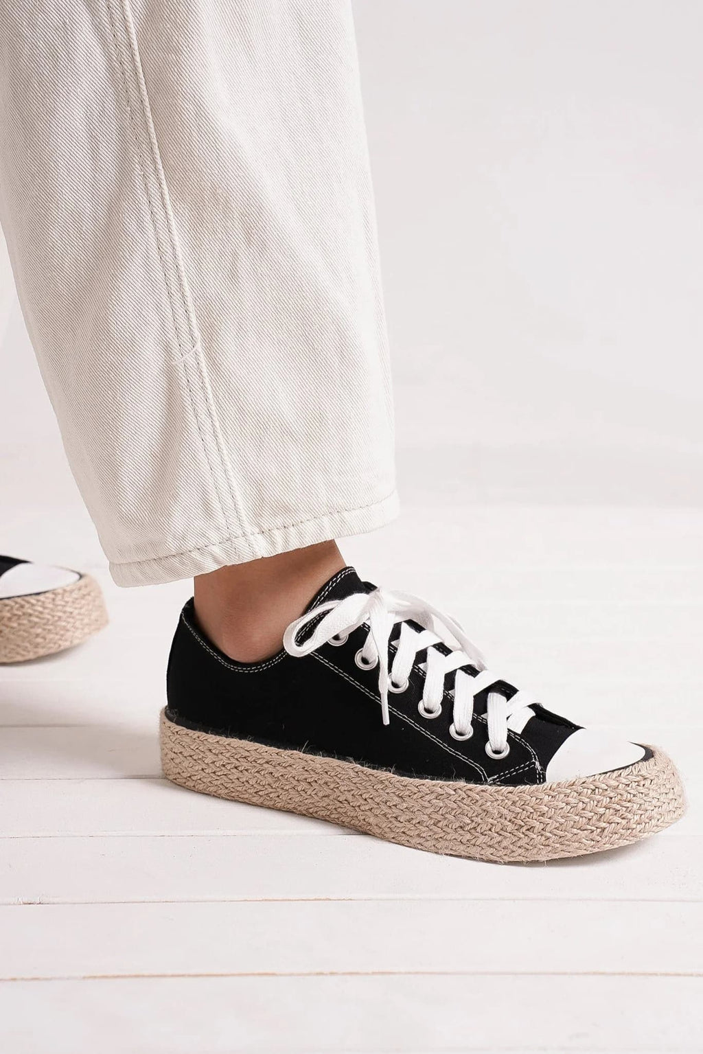 Beast Fashion Lace Up Woven Espadrille Sole Sneakers by Wild and Free Boutique