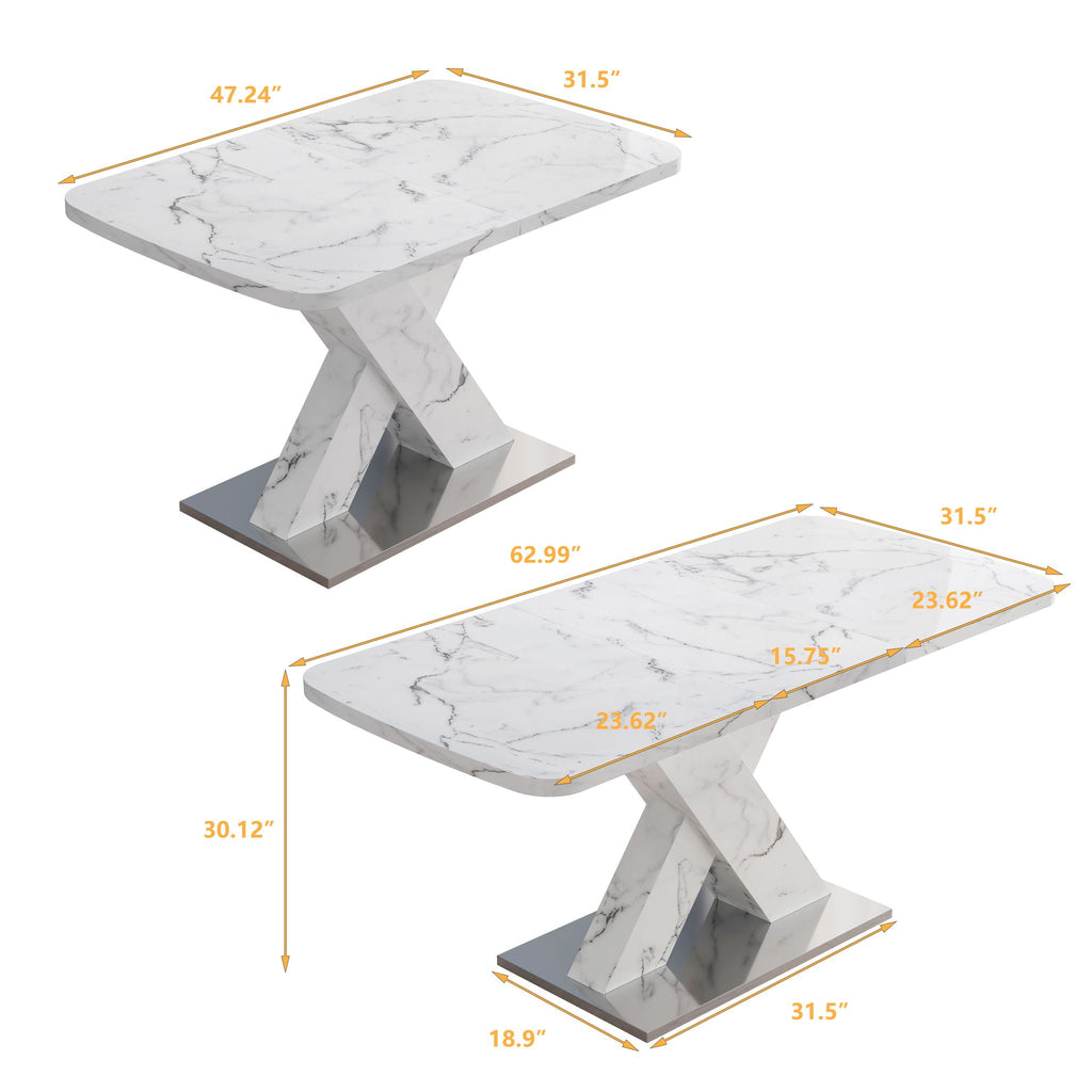 Modern Rectangle Dining Table With Stretchable TopAnd X Shape Legs by Unique Piece Furniture