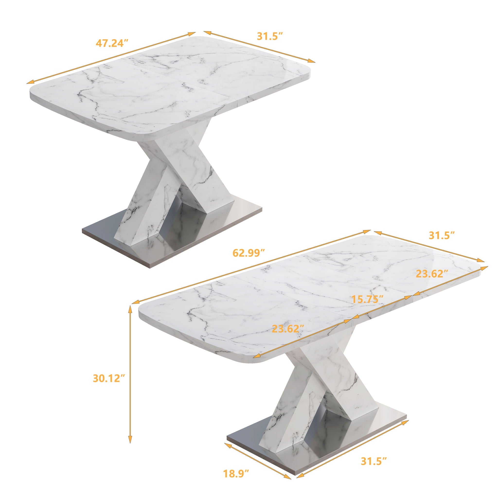 Modern Rectangle Dining Table With Stretchable TopAnd X Shape Legs by Unique Piece Furniture