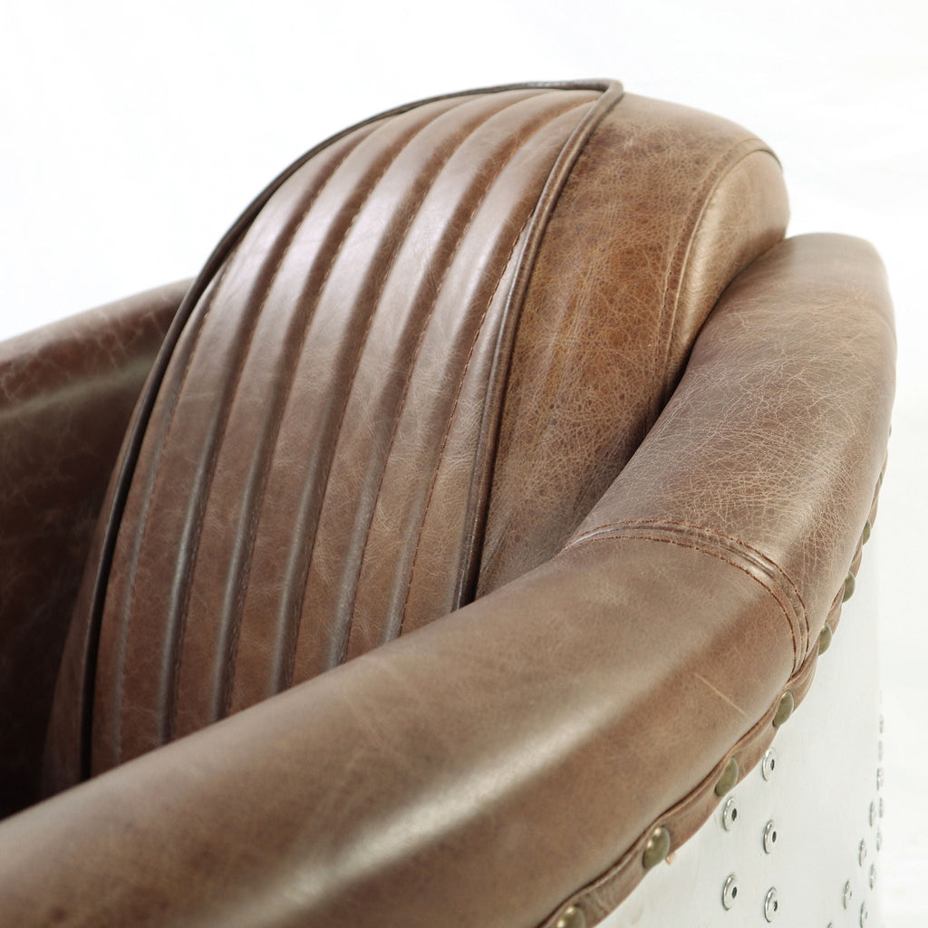 Brancaster - Grain Leather Chair - Brown by Unique Piece Furniture