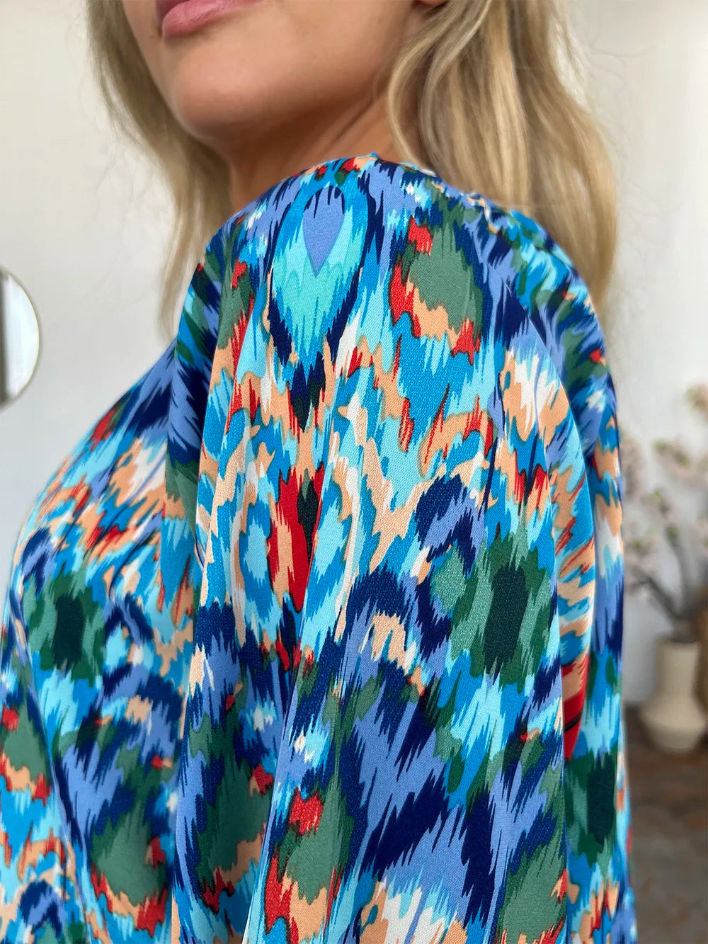 Double Take Full Size Printed Balloon Sleeve Blouse by Wild and Free Boutique