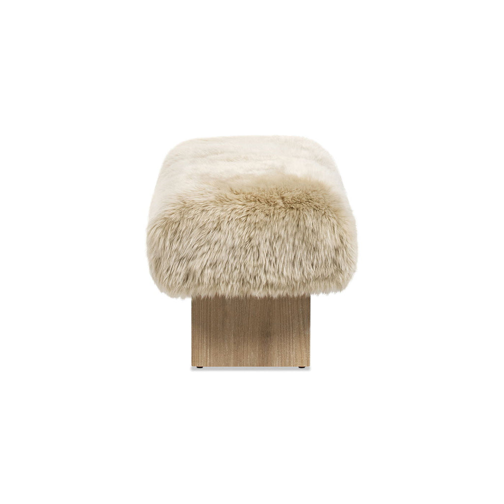 Leda - Sheepskin Fur Rectangular Accent Bench - Natural Blonde by Unique Piece Furniture