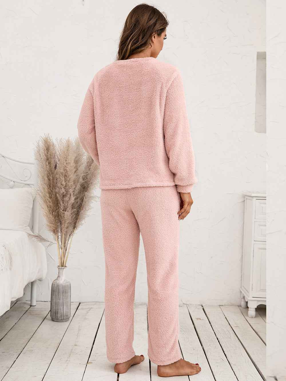 Ivy Lane Teddy Long Sleeve Top and Pants Lounge Set by Wild and Free Boutique
