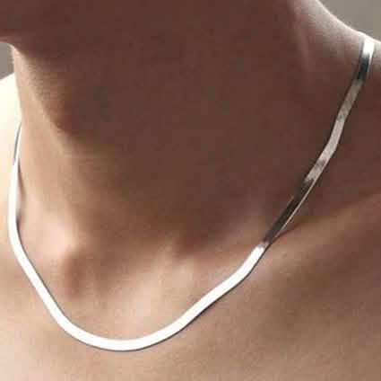 .925 Solid Sterling Silver Flat Snake Link Chain by DailySale