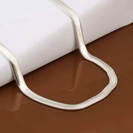.925 Solid Sterling Silver Flat Snake Link Chain by DailySale