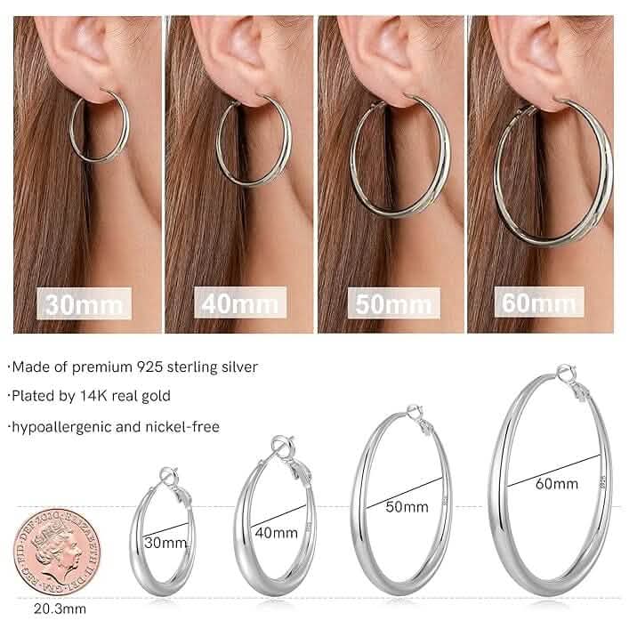 925 Sterling Silver 50mm Hoop Earrings by DailySale