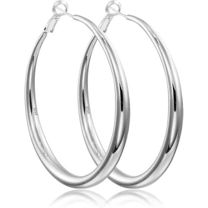 925 Sterling Silver 50mm Hoop Earrings by DailySale