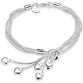 .925 Sterling Silver Five-Line Chain with Five-Heart Bracelet by DailySale
