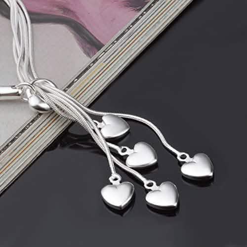 .925 Sterling Silver Five-Line Chain with Five-Heart Bracelet by DailySale