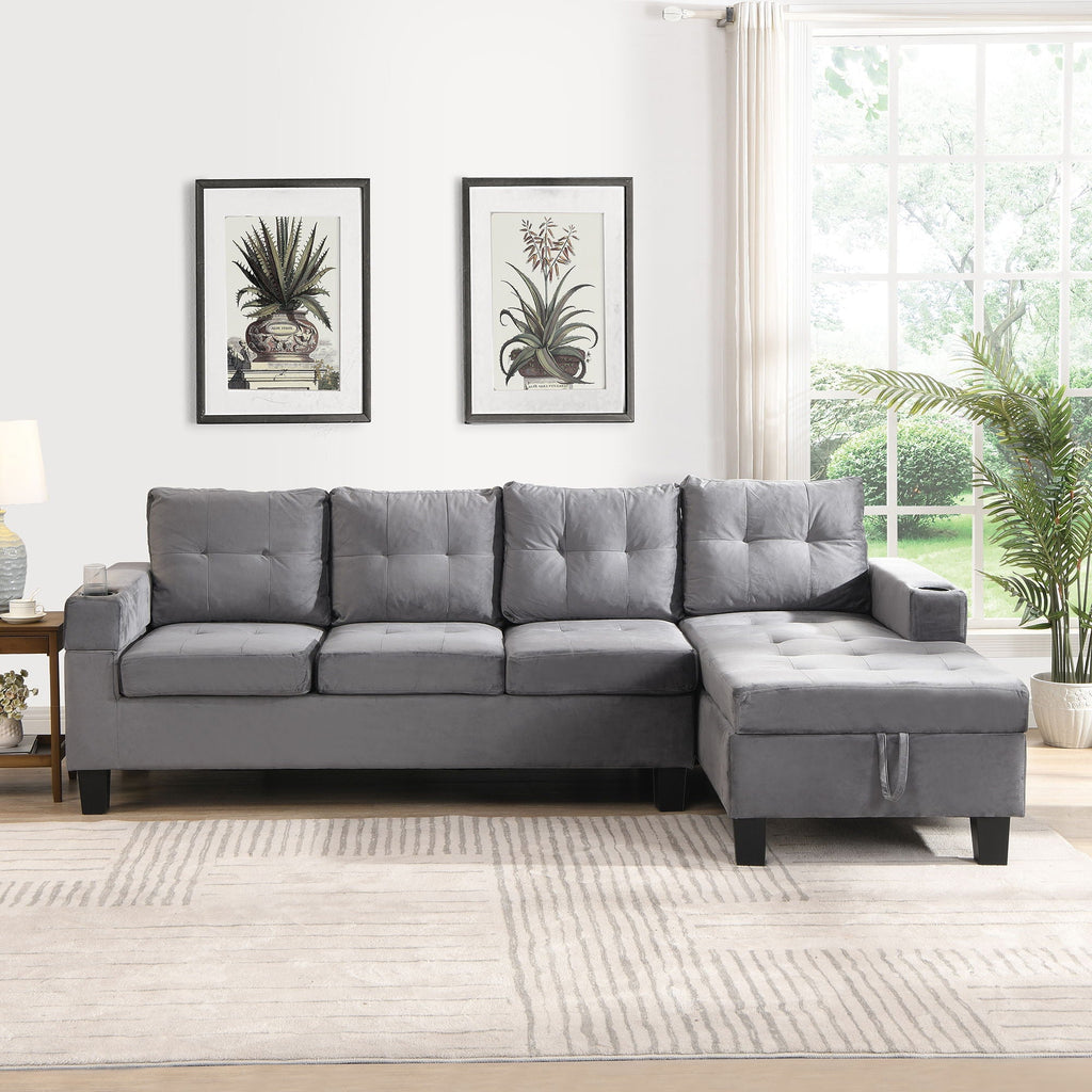 Modern Sectional Sofa Set With L Shape Chaise Lounge And Storage by Unique Piece Furniture