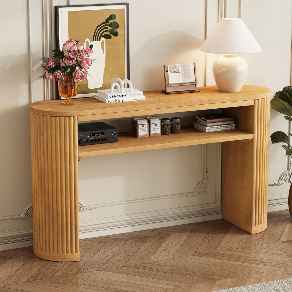 Console Table With Fluted Legs, Open Shelf by Unique Piece Furniture