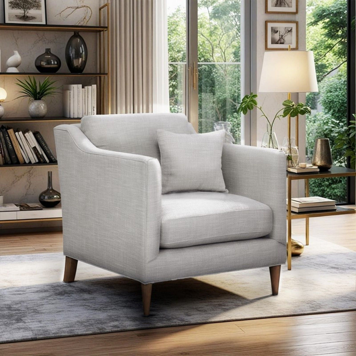Chair With High Track Arms - Beige by Unique Piece Furniture