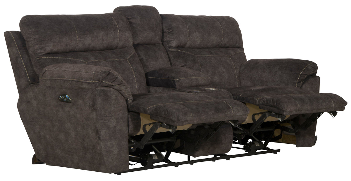 Sedona - Power Headrest Lay Flat Reclining Console Loveseat With Storage & Cupholders by Unique Piece Furniture