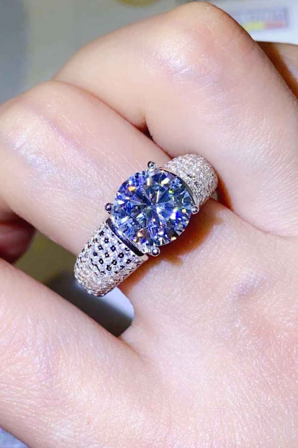 3 Carat Moissanite Side Stone Ring by Wild and Free Boutique