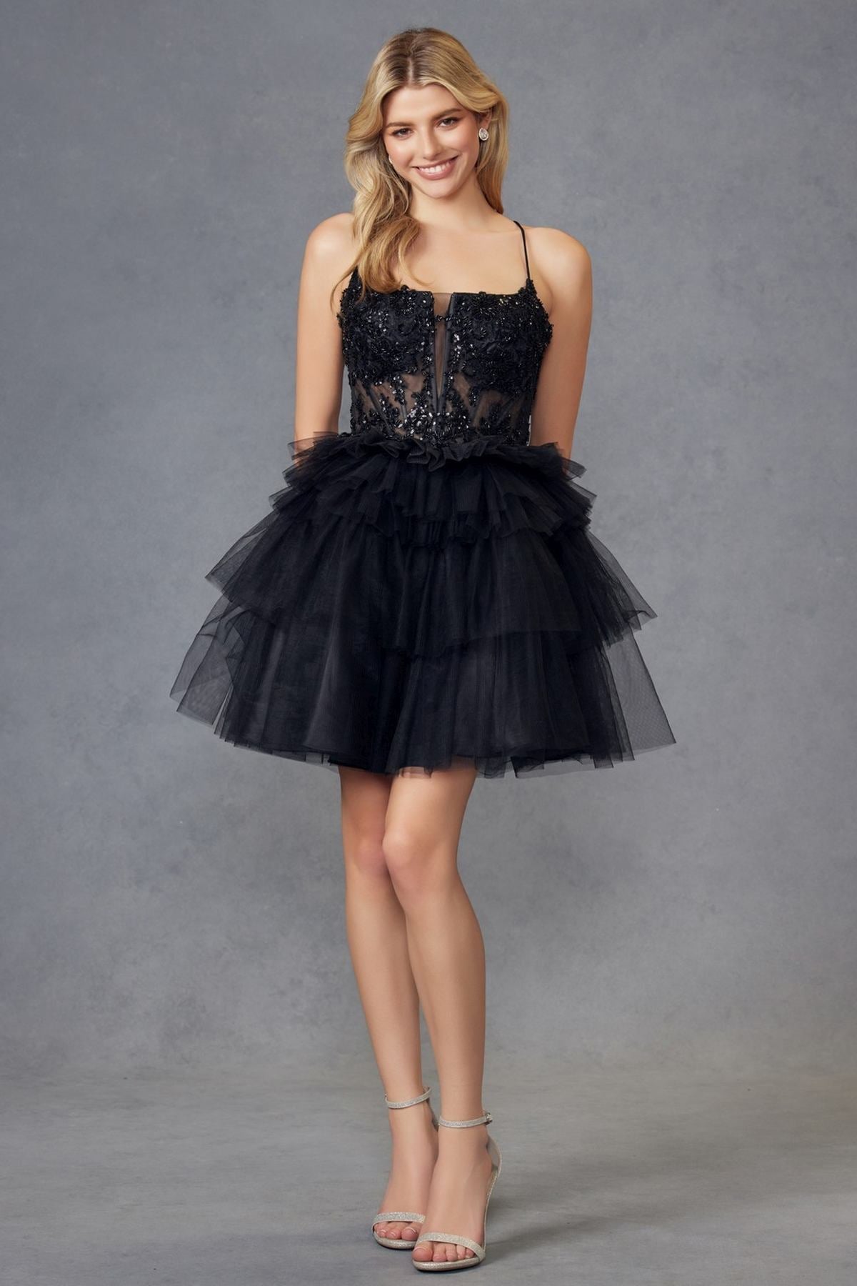 Juliet JT935K Dress Corset Top Tulle Ruffle Cocktail Skirt by DiscountDressShop