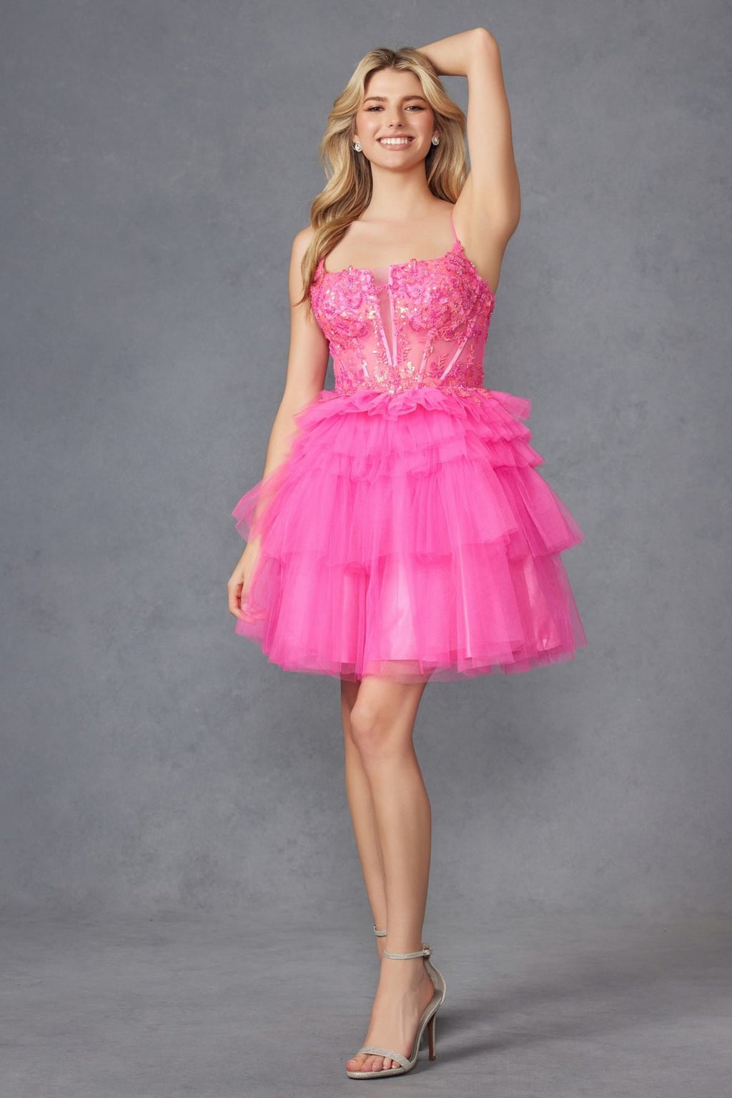 Juliet JT935K Dress Corset Top Tulle Ruffle Cocktail Skirt by DiscountDressShop