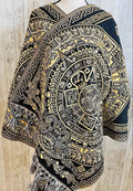 Aztec Calendar Mexican Shawl Wrap Reboso Artesanales Capas Pashima de Calendario Azteca