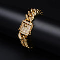 RUGBY 18MM Stainless Steel Full CZ Cuban Link Bracelet by Femstylo