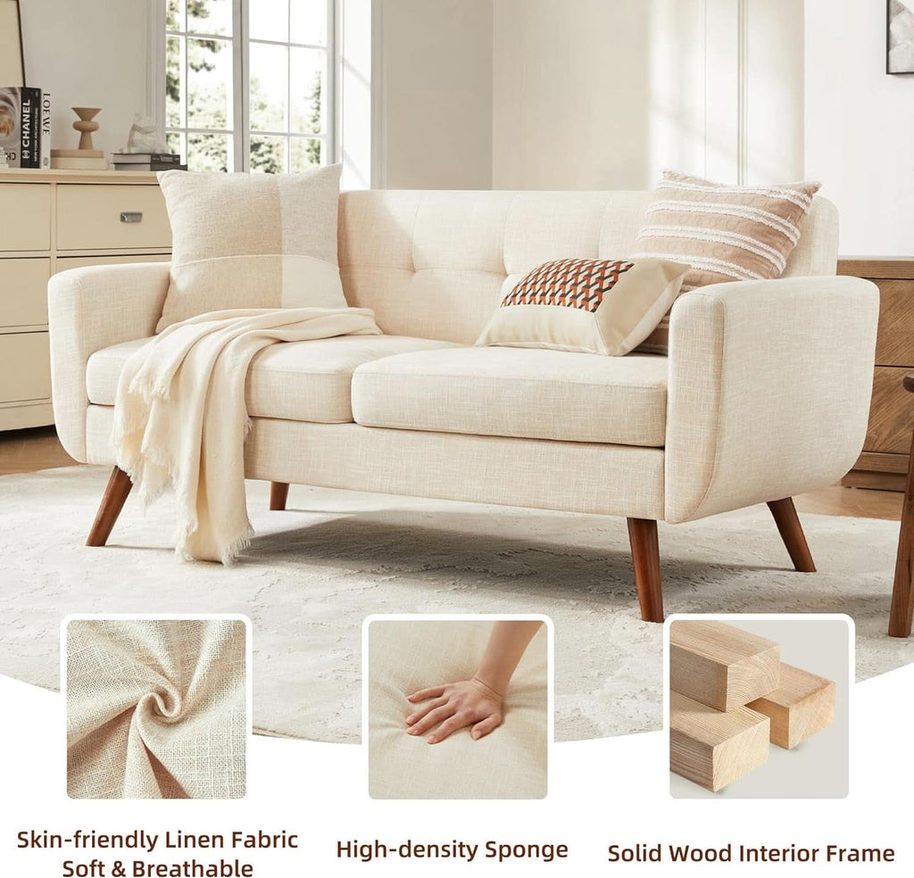 Modern Compact Beige Loveseat For Small Living Rooms by ShipItFurniture