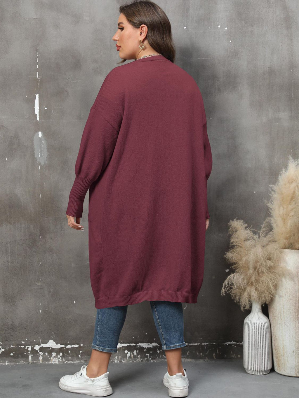 Plus Size Long Sleeve Pocketed Cardigan by Wild and Free Boutique