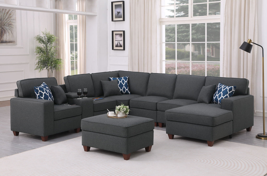 Tina - 8 Piece Upholstered Sectional With Ottoman by Unique Piece Furniture